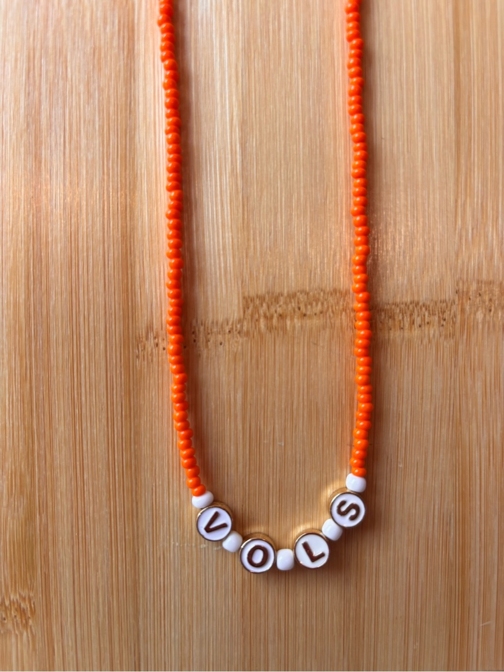 Personalized Orange Kids Beaded Name Necklace - VOLS